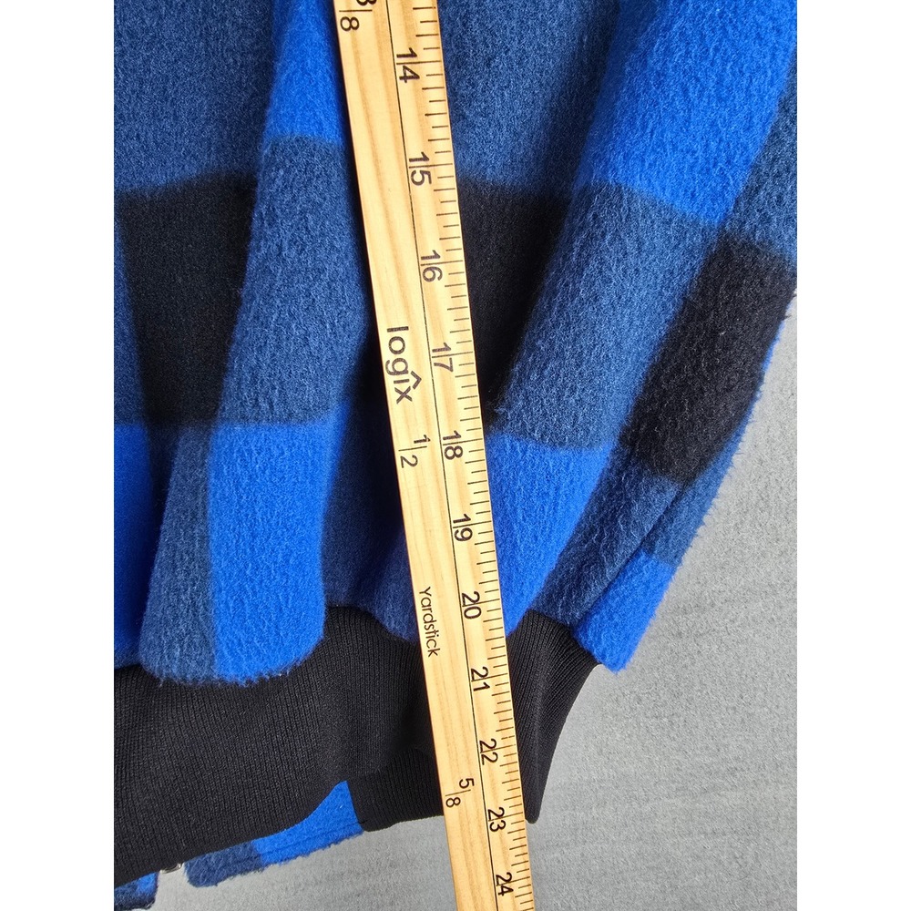 Miller Western Wear Fleece Jacket Womens Medium Blue Buffalo Plaid Vintage USA - Picture 6 of 12